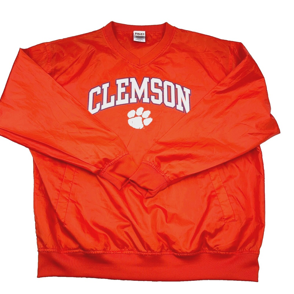 Clemson Tigers Jacket Men Large Orange Pullover Windbreaker Unlined Windshirt A8